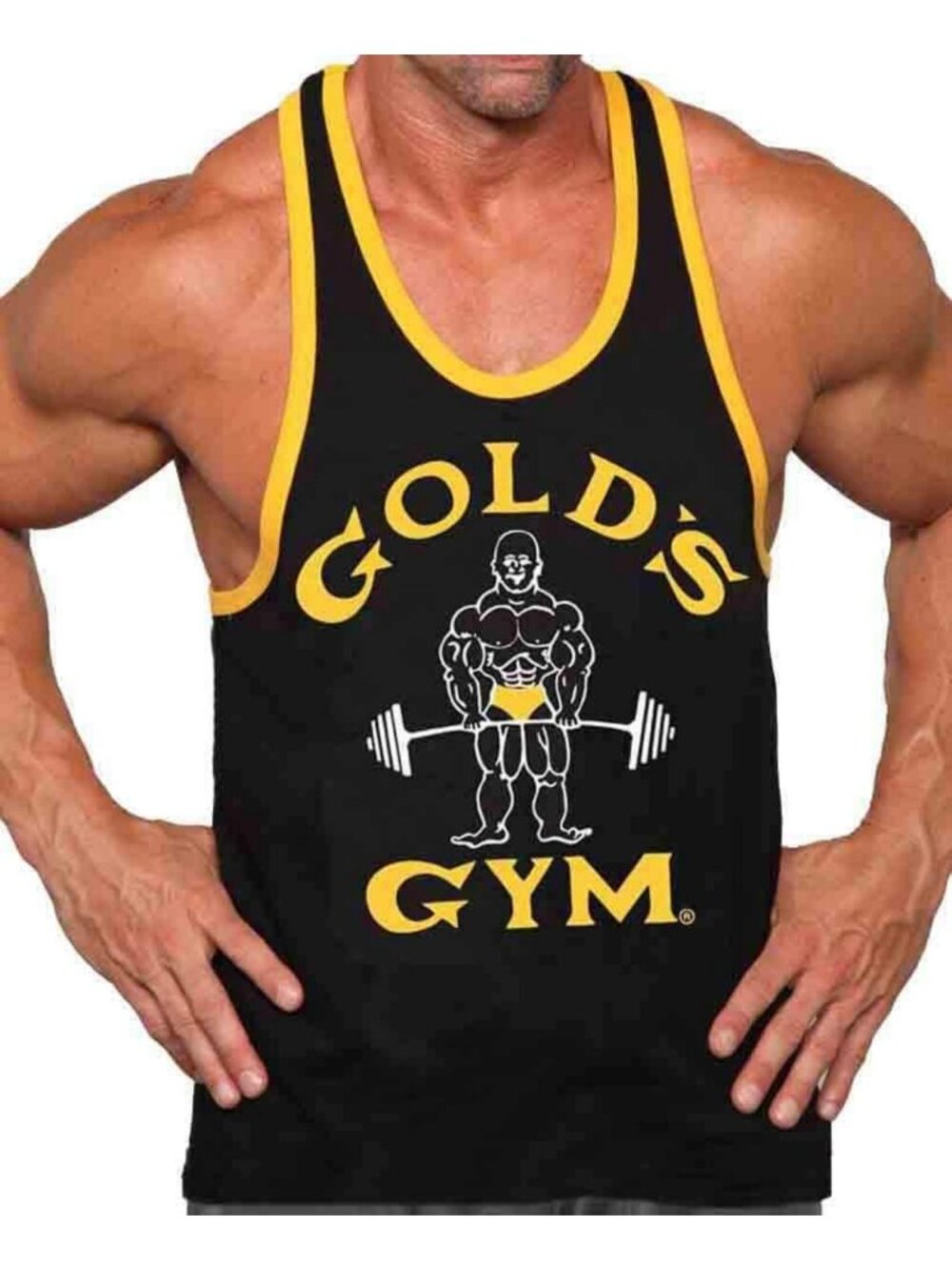 Stylish Black & Gold Ringer Tank Top - Comfortable Fit, Perfect for Workouts